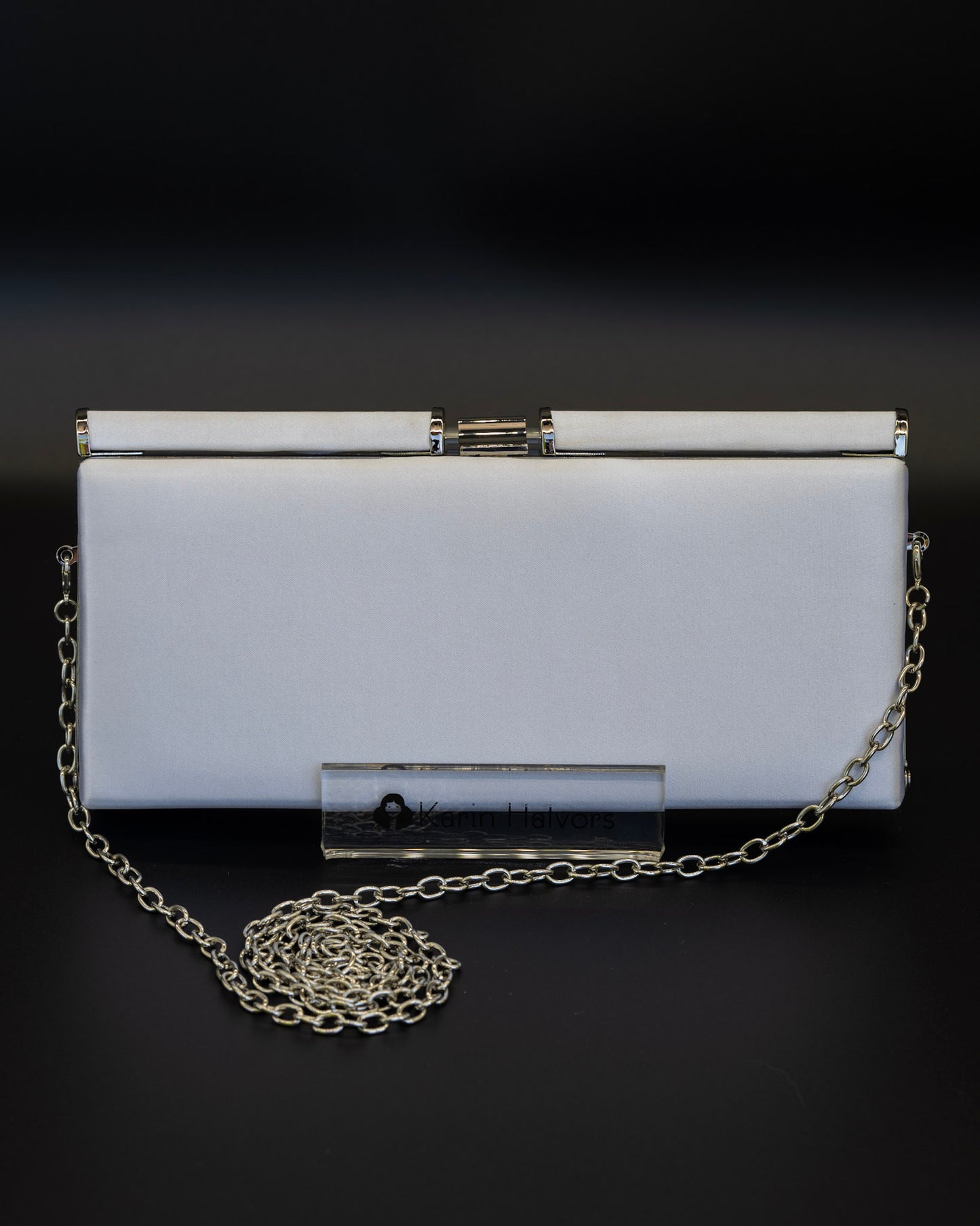 GRETA, Satin Clutch, WHITE - 2st