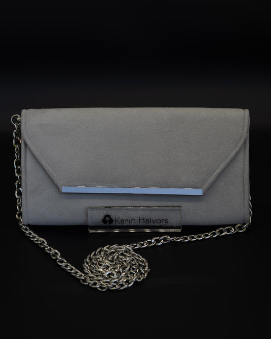 CHARLOTTE, Flap Bag, Alcantara, Lt.GREY - 2st